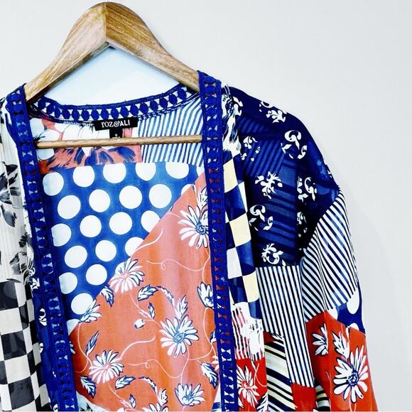 Roz & Ali Colorful Patchwork Kimono Size Small EUC - Picture 2 of 11